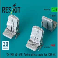 Reskit Rsu35-0005 1/35 Ch-54a S-64e Tarhe Pilots Seats For Icm Kit 3 Pcs 3d Printed