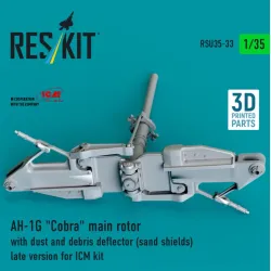Reskit Rsu35-0033 1/35 Ah-1g Cobra Main Rotor With Dust And Debris Deflector Sand Shields Late Version For Icm Kit 3d Printed