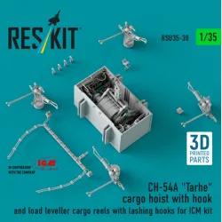 Reskit Rsu35-0038 1/35 Ch-54a Tarhe Cargo Hoist With Hook And Load Leveller Cargo Reels With Lashing Hooks For Icm Kit 3d Printed