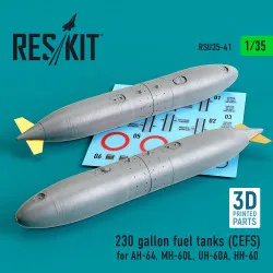 Reskit Rsu35-0041 1/35 230 Gallon Fuel Tanks Cefs For Ah64 Mh60l Uh60a Hh60 3d Printing 2 Pcs