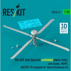 Reskit Rsu35-0067 1/35 Ah-64e Late Apache Unfolded Main Rotor Late Blades Mumt An/Apg-78 Longbow For Takom/Snowman Kit 3d Printed