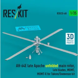 Reskit Rsu35-0068 1/35 Ah-64e Late Apache Unfolded Main Rotor Late Blades Mumt Mumt-x For Takom/Snowman Kit 3d Printed