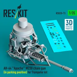 Reskit Rsu35-0073 1/35 Ah-64 Apache M230 Chain Gun In Parking Position Trumpeter