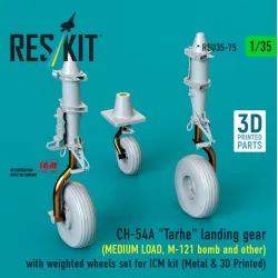 Reskit Rsu35-0075 1/35 Ch-54a Tarhe Landing Gear Medium Load M-121 Bomb And Other With Weighted Wheels Set For Icm Kit Metal 3d Printed