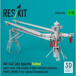 Reskit Rsu35-0080 1/35 Ah-64e Late Apache Folded Main Rotor Late Blades Fold Restraint Systems Mumt Mumt-x For Takom/Snowman Kit 3d Printed