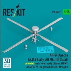 Reskit Rsu35-0082 1/35 Ah-64 Apache A D E Early Ah Mk I Di Saraf Unfolded Main Rotor Early Blades Mumt An/Apg-78 Longbow/Adss For Meng Kit 3d Printed