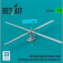 Reskit Rsu35-0084 1/35 Ah-64a Apache Main Rotor With Blades And Adss Radar For Trumpeter Kit 3d Printed