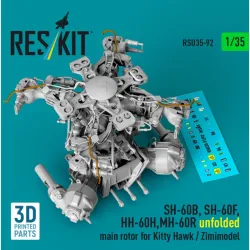 Reskit Rsu35-0092 1/35 Sh-60b Sh-60f Hh-60h Unfolded Main Rotor For Kitty Hawk / Zimimodel 3d Printed