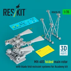 Reskit Rsu35-0095 1/35 Mh-60s Folded Main Rotor With Blade Fold Restraint Systems For Academy
