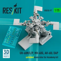 Reskit Rsu35-0097 1/35 Uh-60m/L/P Mh-60g Ah-60l Dap Unfolded Main Rotor Academy