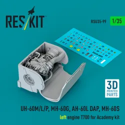 Reskit Rsu35-0099 1/35 Uh-60m/L/P Mh-60g Ah-60l Dap Mh-60s Left Engine T700 Academy
