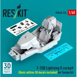 Reskit RSU48-0226 1/48 ​F-35B Lightning II cockpit Basic edition 3D decals included for Tamiya kit 3D Printed