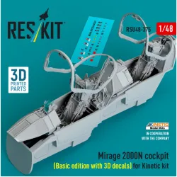 Reskit Rsu48-0375 1/48 Mirage 2000n Cockpit Basic Edition With 3d Decals For Kinetic Kit 3d Printed