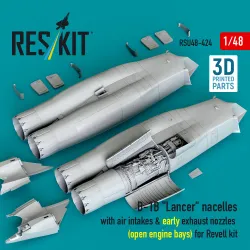 Reskit Rsu48-0424 1/48 B-1b Lancer Nacelles With Air Intakes And Early Exhaust Nozzles Open Engine Bays For Revell Kit