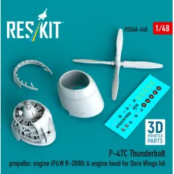 Reskit RSU48-0440 1/48 ​​P-47C Thunderbolt propeller engine P W R-2800 engine hood for Dora Wings kit 3D Printed