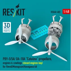 Reskit Rsu48-0483 1/48 Pby-5/5a/ Oa-10a Catalina Propellers Engines Cowlings Closed Engines Bay For Revell/Monogram/Hasegawa Kit 3d Printed