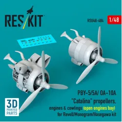 Reskit Rsu48-0484 1/48 Pby-5/5a/ Oa-10a Catalina Propellers Engines Cowlings Open Engines Bay For Revell/Monogram/Hasegawa Kit 3d Printed