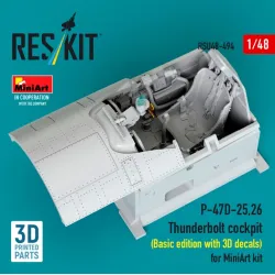 Reskit Rsu48-0494 1/48 P-47d-25 26 Thunderbolt Cockpit Basic Edition With 3d Decals For Miniart Kit 3d Printed