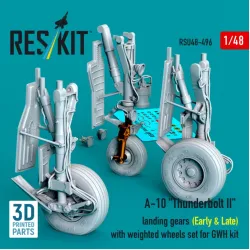 Reskit Rsu48-0496 1/48 A-10 Thunderbolt Ii Landing Gears Early Late With Weighted Wheels Set For Gwh Kit Metal 3d Printed