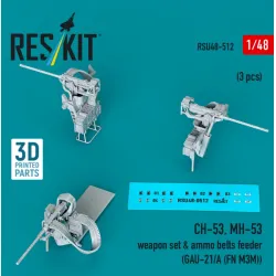 Reskit RSU48-0512 1/48 ​​CH-53 MH-53 weapon set / ammo belts feeder GAU-21/A FN M3M 3 pcs 3D Printed