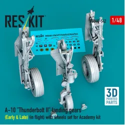 Reskit Rsu48-0542 1/48 A-10 Thunderbolt 2 Landing Gears Early Late In Flight With Wheels Set For Academy Kit 3d Printed
