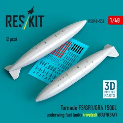 Reskit Rsu48-0552 1/48 Tornado F3/Gr1/Gr4 1500l Underwing Fuel Tanks Riveted Raf/Rsaf 2 Pcs