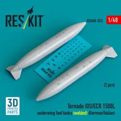Reskit Rsu48-0552 Tornado IDS/ECR 1500L underwing fuel tanks (welded) (German AF / Italian AF) (2 pcs) (3D Printed) (1/48)