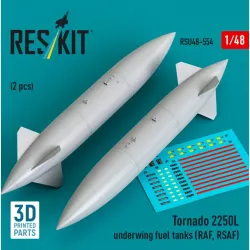Reskit Rsu48-0554 1/48 Tornado 2250l Underwing Fuel Tanks Raf Rsaf 2 Pcs 3d Printed