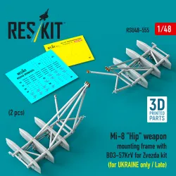 Reskit Rsu48-0555 1/48 Mi-8 Hip Weapon Mounting Frame With Bd3-57krv For Zvezda Kit For Ukraine Only / Late 2 Pcs