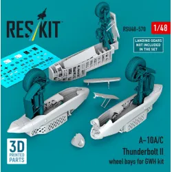 Reskit RSU48-0570 1/48 ​​A-10A/C Thunderbolt II wheel bays for GWH kit 3D Printed