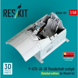 Reskit Rsu48-0587 1/48 P-47d-26-28 Thunderbolt Cockpit Detailed Edition For Miniart Kit 3d Printed
