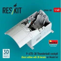 Reskit Rsu48-0588 1/48 P-47d-30 Thunderbolt Cockpit Basic Edition With 3d Decals For Miniart Kit 3d Printed