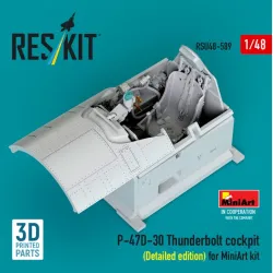 Reskit Rsu48-0589 1/48 P-47d-30 Thunderbolt Cockpit Detailed Edition For Miniart Kit 3d Printed