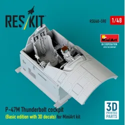 Reskit Rsu48-0590 1/48 P-47m Thunderbolt Cockpit Basic Edition With 3d Decals For Miniart Kit 3d Printed