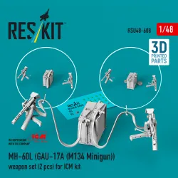 Reskit Rsu48-0608 1/48 Mh-60l Gau-17a M134 Minigun Weapon Set For Icm