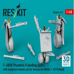 Reskit Rsu48-0619 1/48 F-4b/N Phantom Ii Landing Gears With Weighted Wheels Set For Tamiya Kit Metal 3d Printed