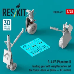 Reskit Rsu48-0621 1/48 F-4j/S Phantom Ii Landing Gear With Weighted Wheel Set For Zoukei-mura Kit Metal 3d Printed