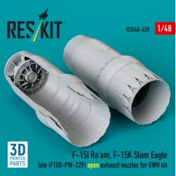 Reskit Rsu48-0628 1/48 F‑15I Raam F‑15K Slam Eagle late F100-PW-229 open exhaust nozzles for GWH kit 3D Printed