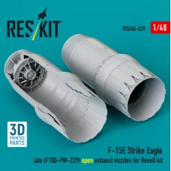 Reskit Rsu48-0629 1/48 F‑15E Strike Eagle late F100-PW-229 open exhaust nozzles for Revell kit 3D Printed