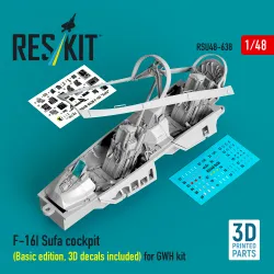 Reskit Rsu48-0638 1/48 F-16i Sufa Cockpit Basic Edition 3d Decals Included Gwh