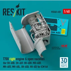 Reskit Rsu48-0650 1/48 T700 Right Engine Open Nacelles For Sh-60b Sh-60f Hh-60h Mh-60r Mh-60s Mh-60l Uh-60a Hh-60 For Icm Kit 3d Printed