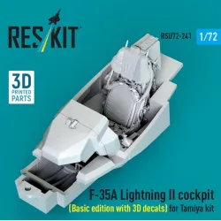 Reskit Rsu72-0241 1/72 F-35a Lightning Ii Cockpit Basic Edition With 3d Decals For Tamiya Kit 3d Printed