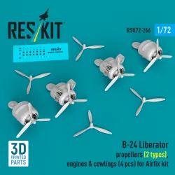 Reskit Rsu72-0266 1/72 B-24 Liberator Propellers 2 Types Engines And Cowlings 4 Pcs Airfix Kit