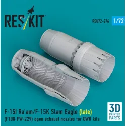 Reskit Rsu72-0276 1/72 F-15i Raam/F-15k Slam Eagle Late F100-pw-229 Open Exhaust Nozzles For Gwh Kits 3d Printed