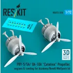 Reskit Rsu72-0310 1/72 Pby-5/5a/ Oa-10a Catalina Propeller Engines Cowling For Academy/Revell/Wolfpack Kit 3d Printed