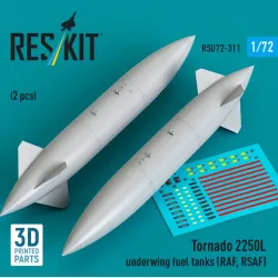 Reskit Rsu72-0311 1/72 Tornado 2250l Underwing Fuel Tanks Raf Rsaf 2 Pcs 3d Printed
