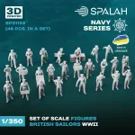 Spalah 01153 1/350 Set Of Figures British Sailors 48 Pcs 3d Printed Resin Kit