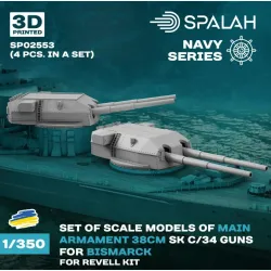 Spalah Sp02553 1/350 Main Armament 38 Cm Sk C/34 For Bismarck For Revell Kit