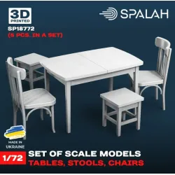 Spalah 18772 1/72 Set Of Scale Models Table With Stools And Chairs 5 Pcs Resin Model