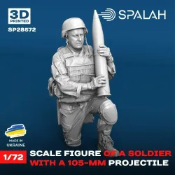 Spalah 28572 1/72 Figure Soldier With 105 Mm Projectile 3d Printed Resin Kit